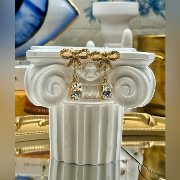 🆕 OSCAR DE LA RENTA 🧿 NWOT Sparkle & Dangling Bow Earrings - Picture 10 of 16